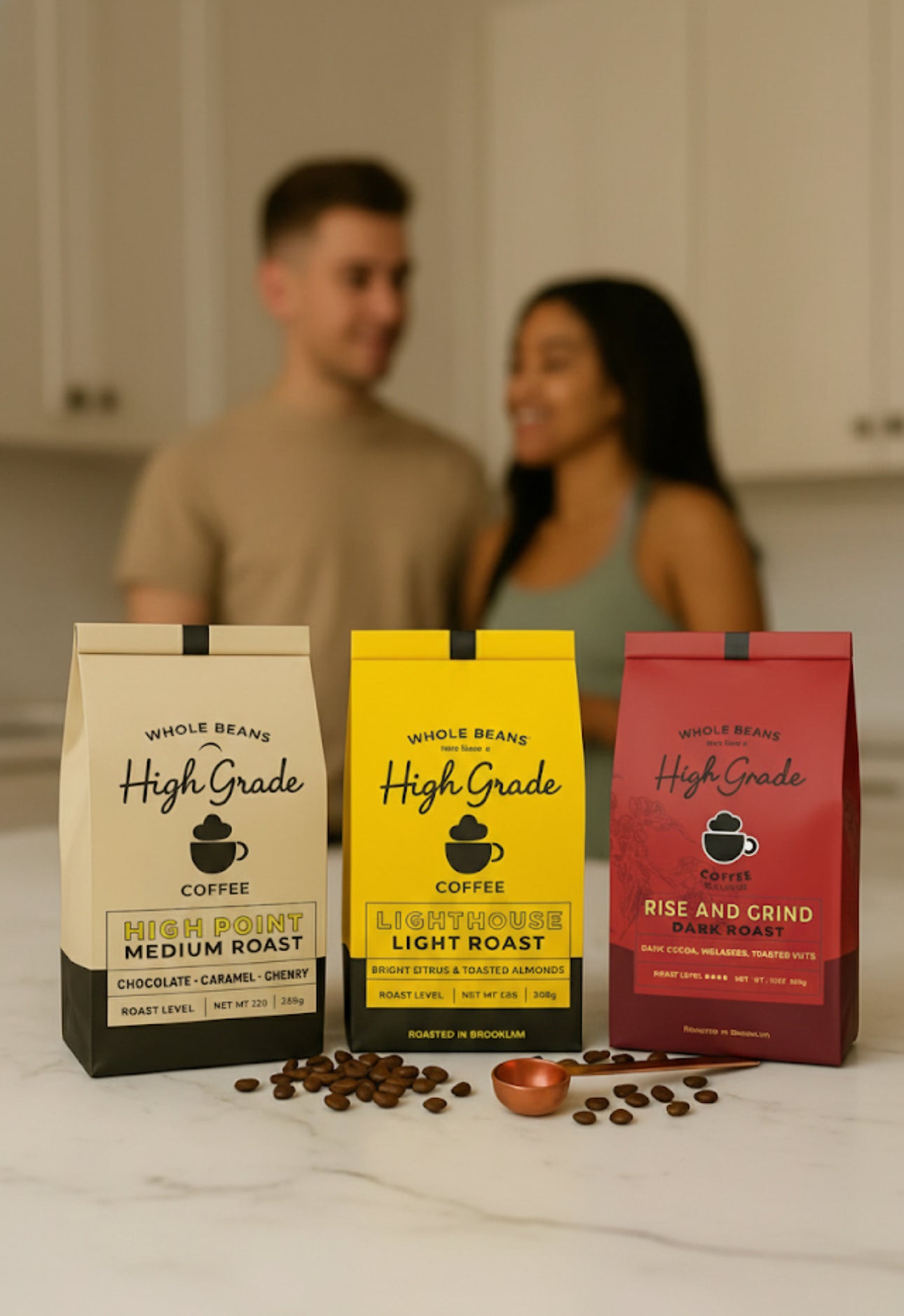 High Grade Coffee best selling medium, light, and dark roast coffee bags freshly roasted in Brooklyn

